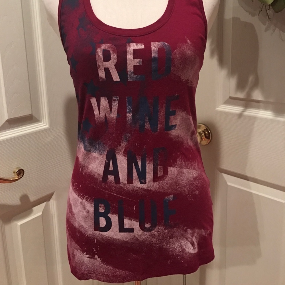 Rock & Republic RED, WINE & BLUE top, awesome back